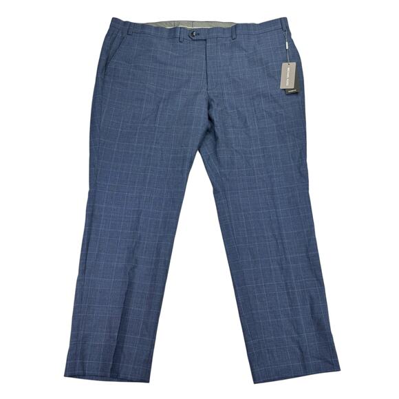 Michael Kors Mens Malone Classic Fit Plaid Wool Stretch Suit Pants Blue 44x30 - Picture 1 of 4